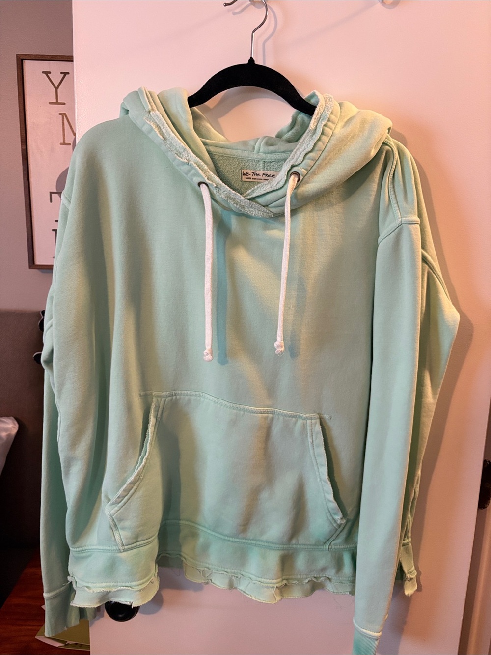 Free People We The Free Mint Green Hoodie Sweatshirt size Large
